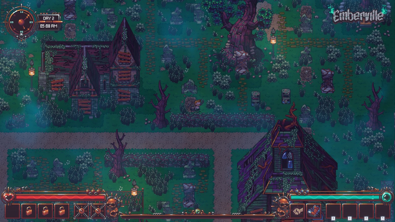 Emberville official Steam screenshot of a cavern arena with a large enemy